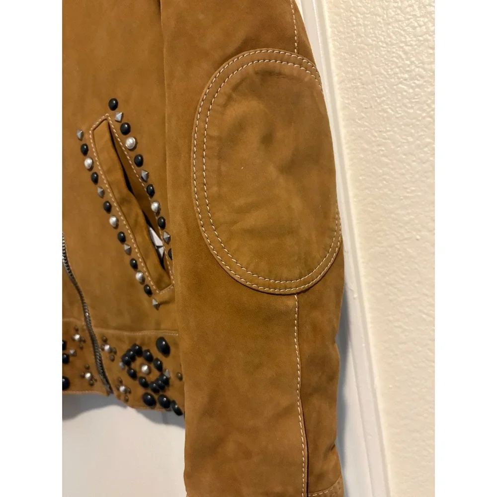 Coach 1941 Studded Suede Jacket Brown Made in Italy Women's Size 2 NWT